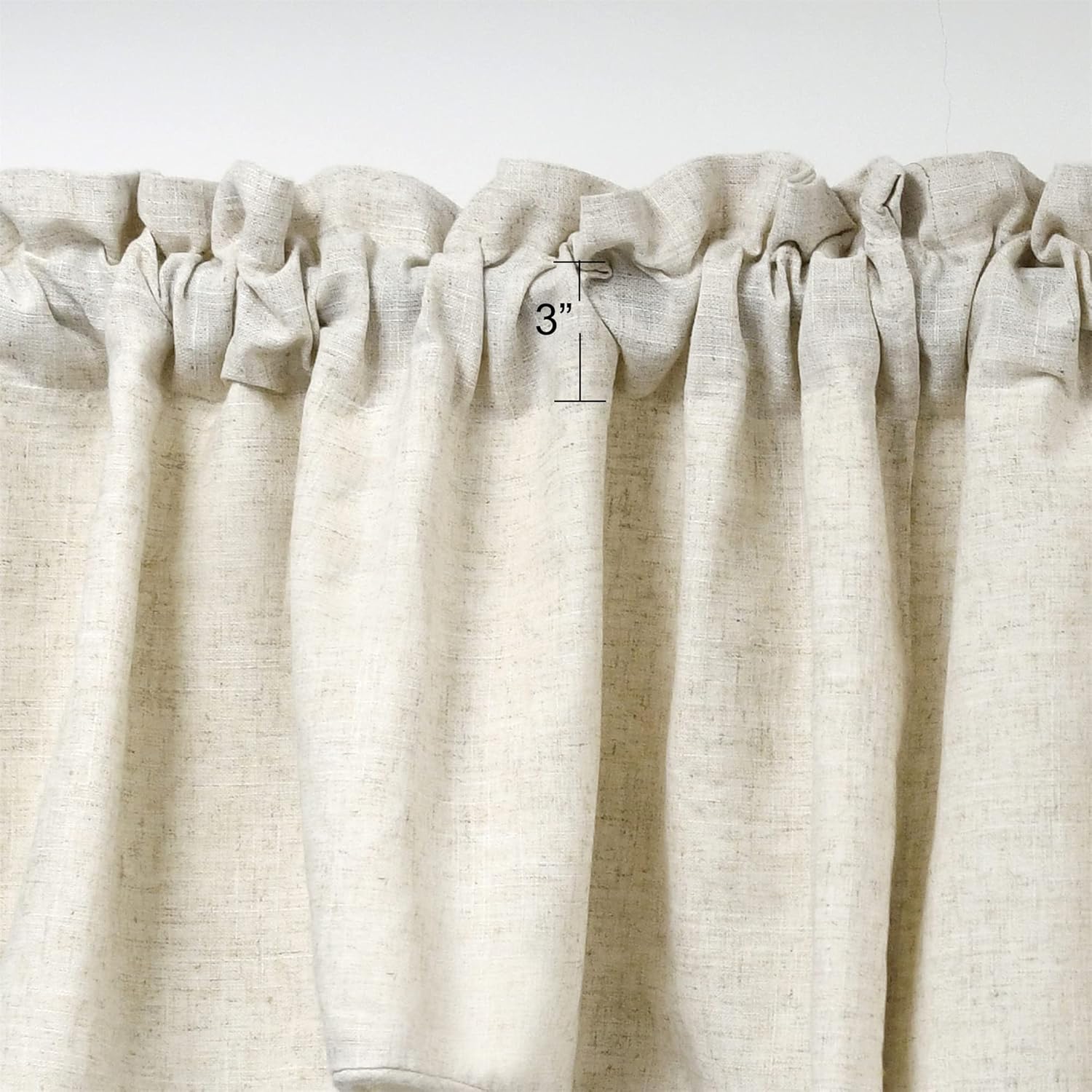 Home Soft Things Dodoma Linen Blended Valance Set of 2 Panels, Natural Color 60" W x 19" H Rod Pocket Short Curtains Window Panels Drapes for Kitchen Living Dining Room Bedroom
