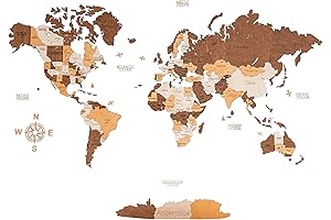 Woodvio 3D World Map Wall Decor - Size Large