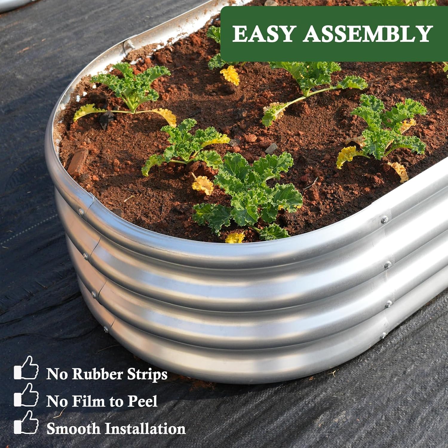 4x2x1 ft Galvanized Raised Garden Bed Outdoor, 4-Pack 12" Tall Metal Planter Boxes for Planting Vegetables, Flowers, Herbs, Tomato - Corrugated Rust-Resistant Elevated Garden Beds Kit, Silver