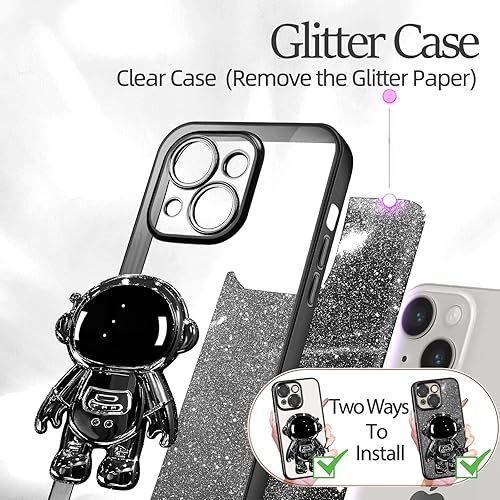 Miniatura 10 de Buleens Funda para iPhone 14 Pro diseño astronauta fundas transparentes para iPhone 14 Pro con papel brillante y soporte para hombre espacial para