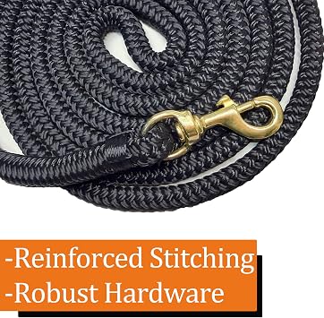 Horse Rein with Snaps, 1/2 Diameter x 10 FT, Double Braided Nylon Roping Rein, Round Trail Rope Rein for Horse Headstall | Durable, Soft & Comfortable Grip
