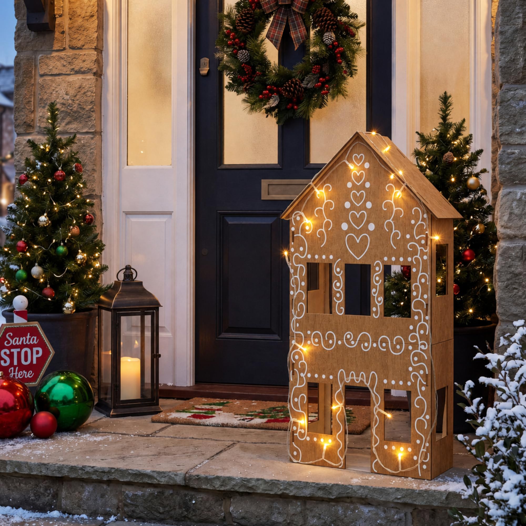 Thyle 24 Inch Christmas Gingerbread House with LED Decor for Yard Sign