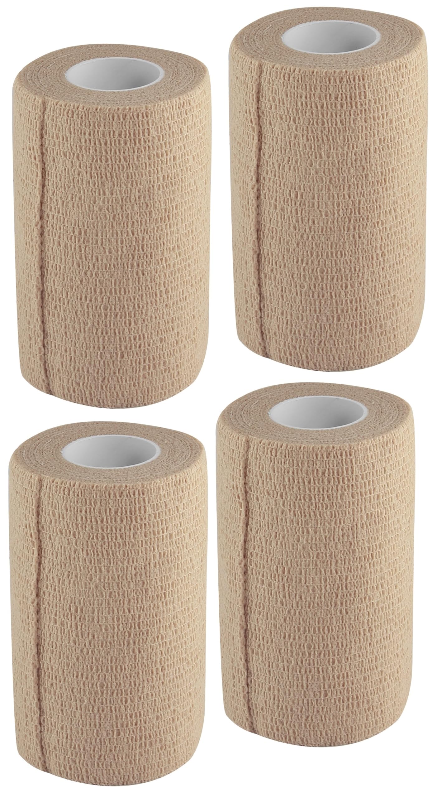 MuscleFix Breathable Self Adhesive Wrap, Athletic, Non Woven Cohesive Bandage – for Sports, First Aid Medical, Wrist, Swelling 10 cm (4.5 mtr) Pack Of 4 (Beige)