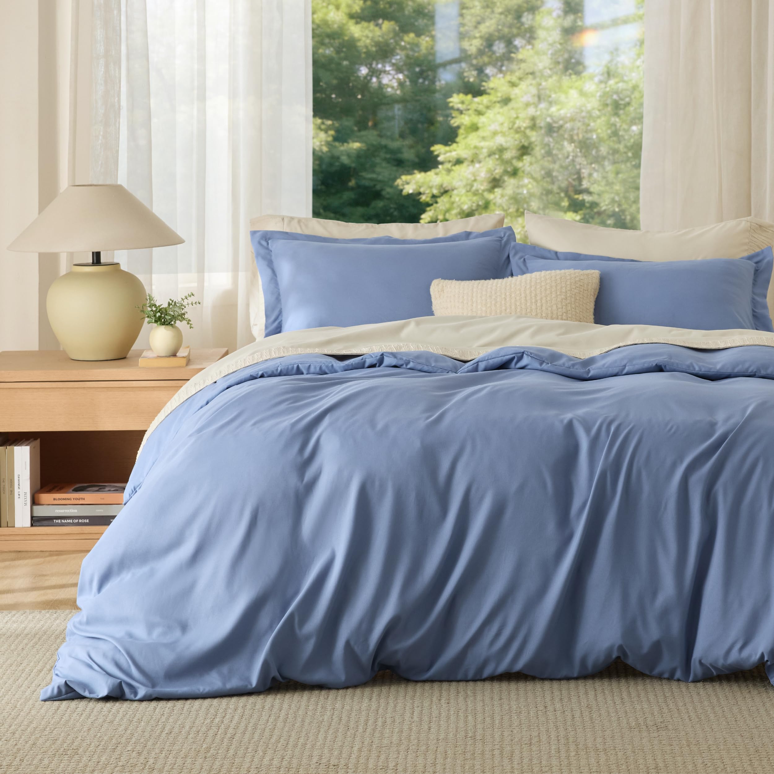 Bedsure Duvet Cover King Size, 3Pcs Double Brushed Bedding Set, Slate Blue