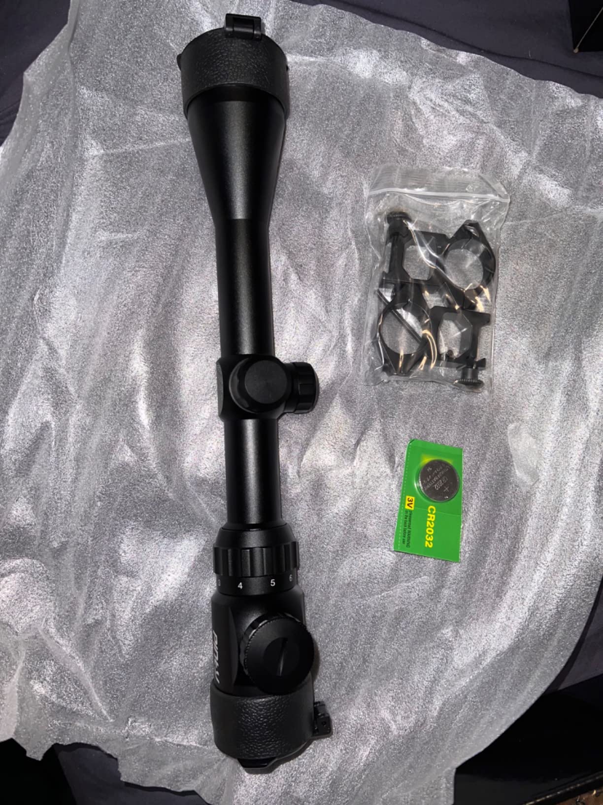 6/mo Finance PINTY Rangefinder Rifle Scope, 39x40 Red Green