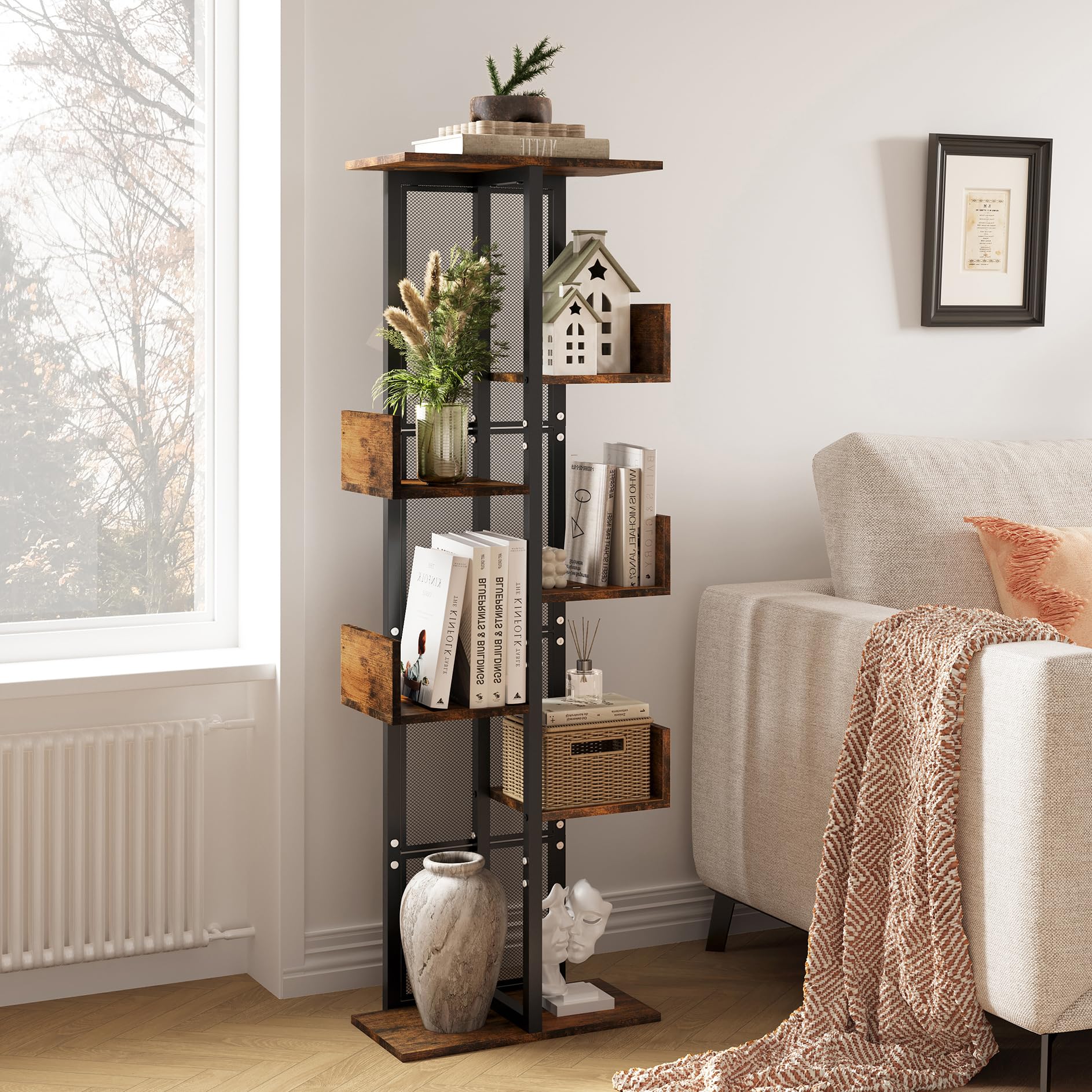 Snapklik.com : 7-Tier Display Shelf, Cactus Bookshelf, Tall Bookcase ...