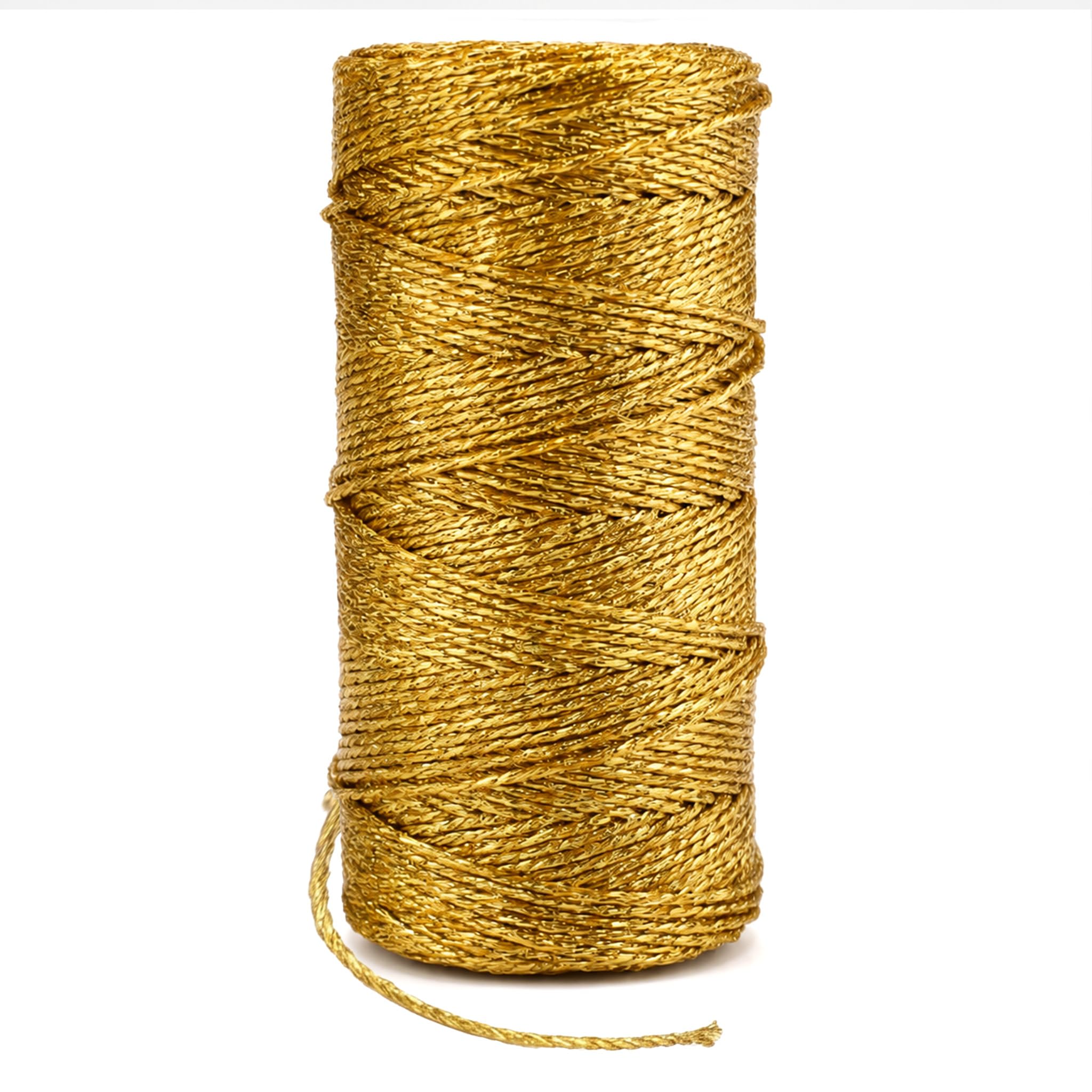 100M Metallic String, 1mm Glitter Yarn Twine Thread for Crafting, Polyester Cord for DIY Gift Wrapping, Wedding, Birthday Party, Christmas & Halloween Decoration (Gold)