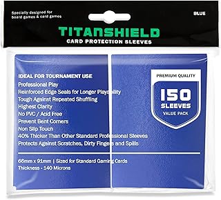 TitanShield 150 Sleeves, Blue Compatible with Standard Sized Board Games, MTG Magic The Gathering, Pokemon, Lorcana, and Trading Card Sleeves Deck Protector 2.5