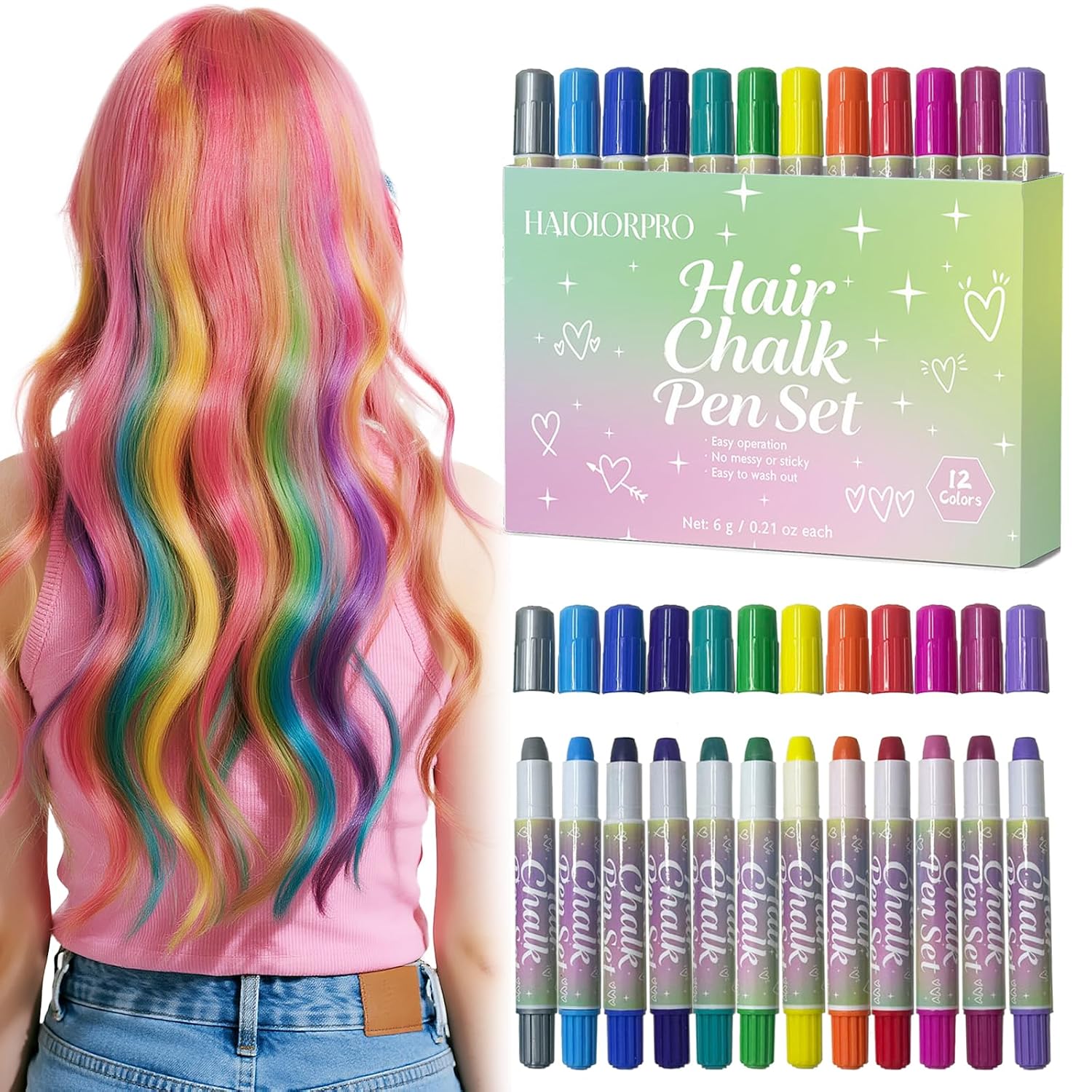 HAIOLORPRO Hair Chalk - Washable Temporary Hair Color