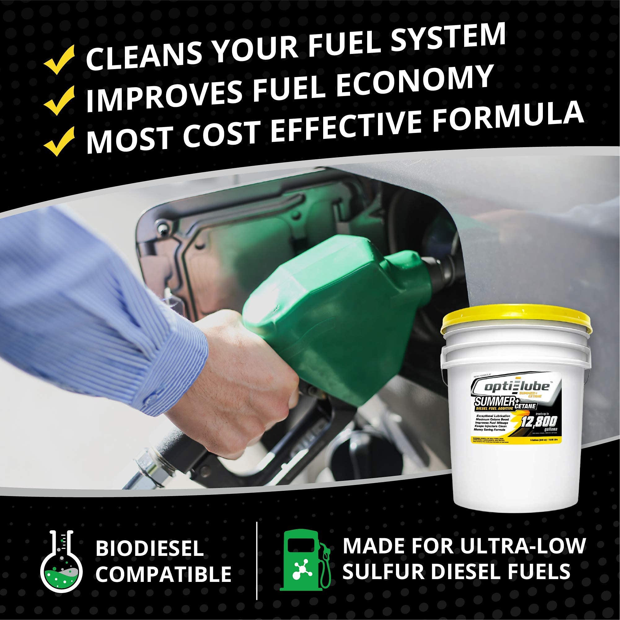 Opti-Lube Summer+ Cetane Formula Diesel Fuel Additive: 5 Gallon Pail Without Accessories Treats up to 12,800 Gallons