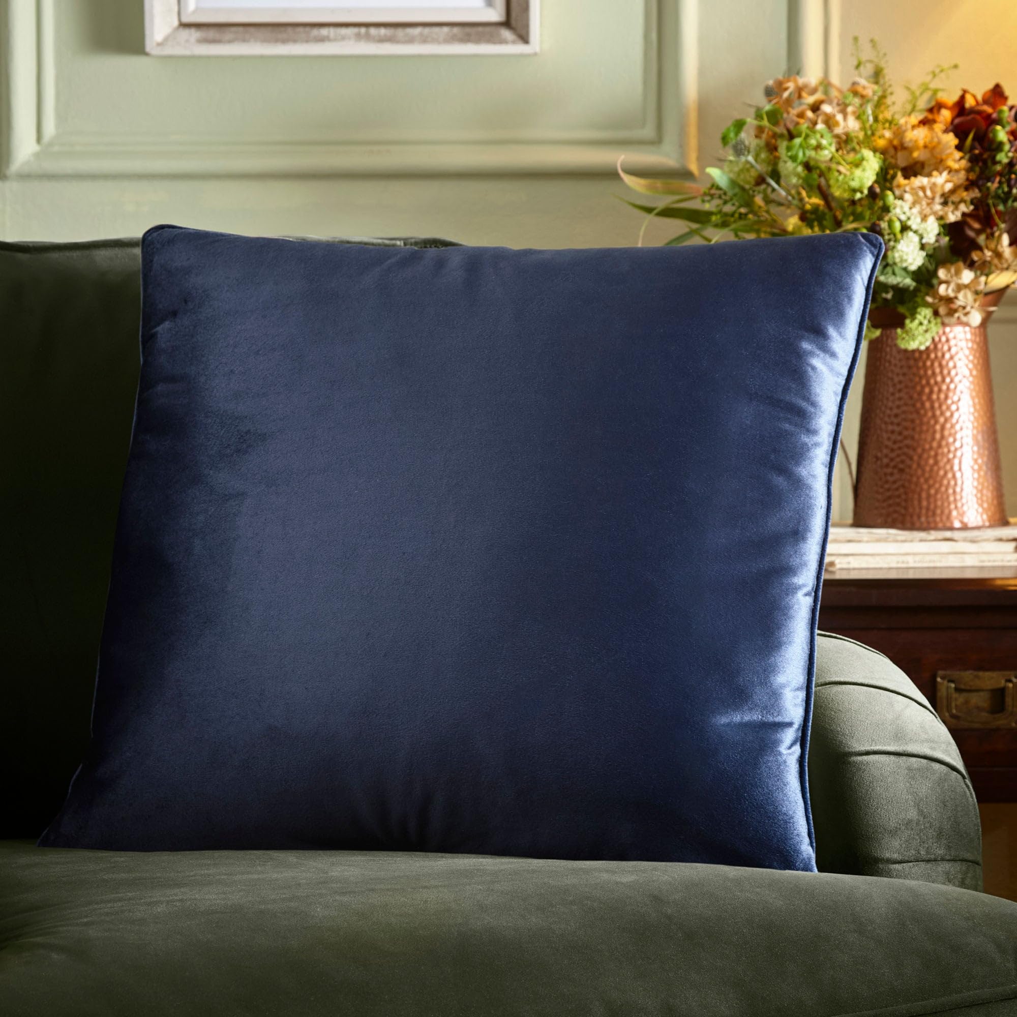 Appletree Navy Velvet Cushion 55 x 55cm – Soft Touch with Filling Included – Large Square Cushion Cover & Insert – Luxury Navy Blue Decorative Pillow for Sofa or Bed