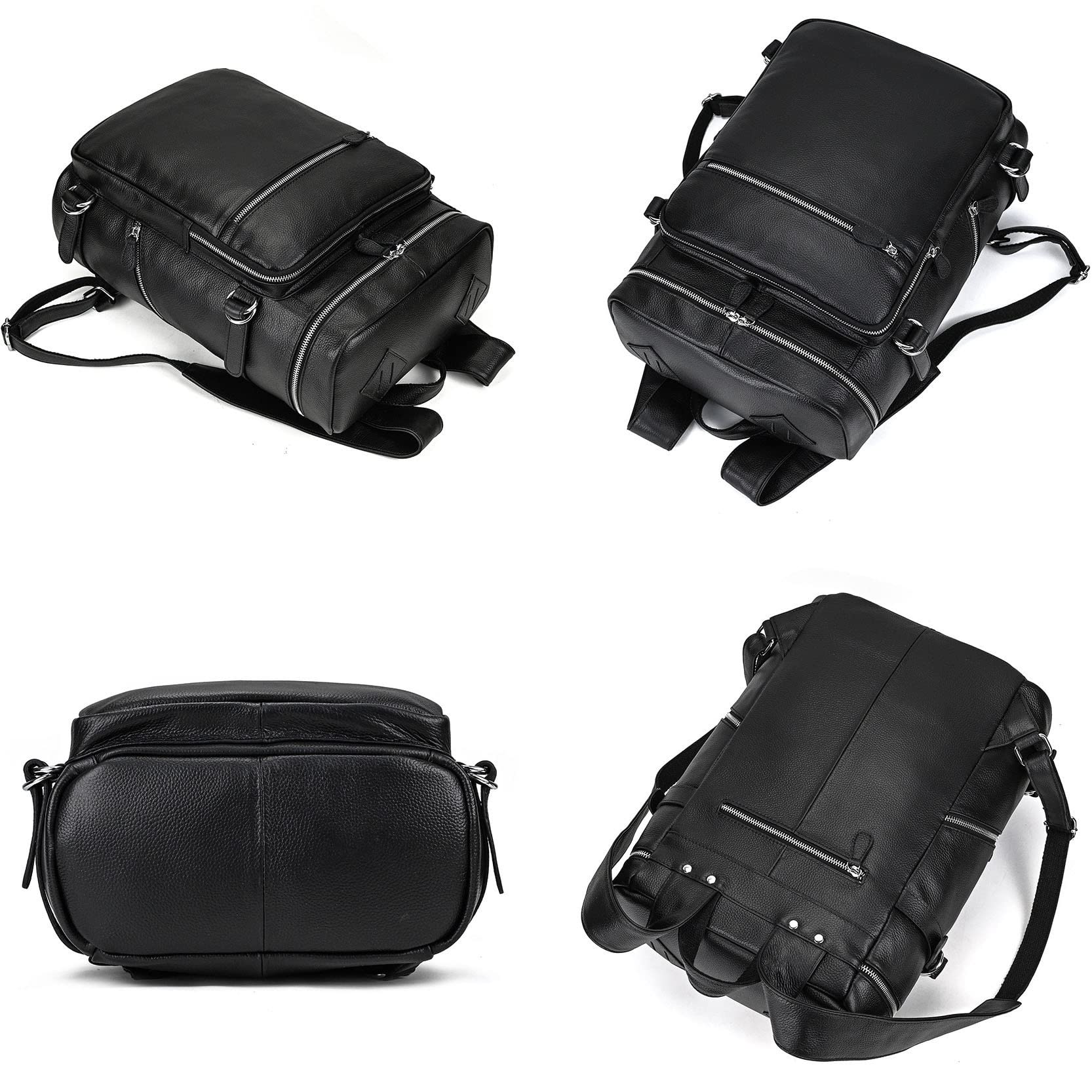 Laptoptasche Rucksack Herren Arbeit Schulrucksack, Herren Vintage Echtes Leder Rucksack 15,6 Zoll Laptop Tasche Mode College Tasche Große Kapazität Computer Rucksack Reise Daypack für Business/Schule/
