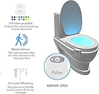 Vista 5 de Ailun Toilet Night Light Motion Activated LED Light 16 Colors Changing Toilet Bowl Illuminate Nightlight for Bathroom Battery Not Included Perfect