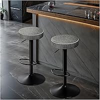 Vista 1 de Adjustable Bar Stools Set of 2 Backless Kitchen Barstools with Round Seat 360° Swivel Counter Height Bar Stools Modern Microfiber Leather Bar Chairs