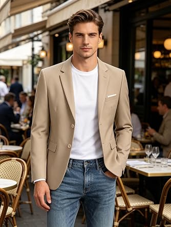 Blazer for Men,Classic Two Button Suit Jacket,Solid Slim Fit,Notch Lapel