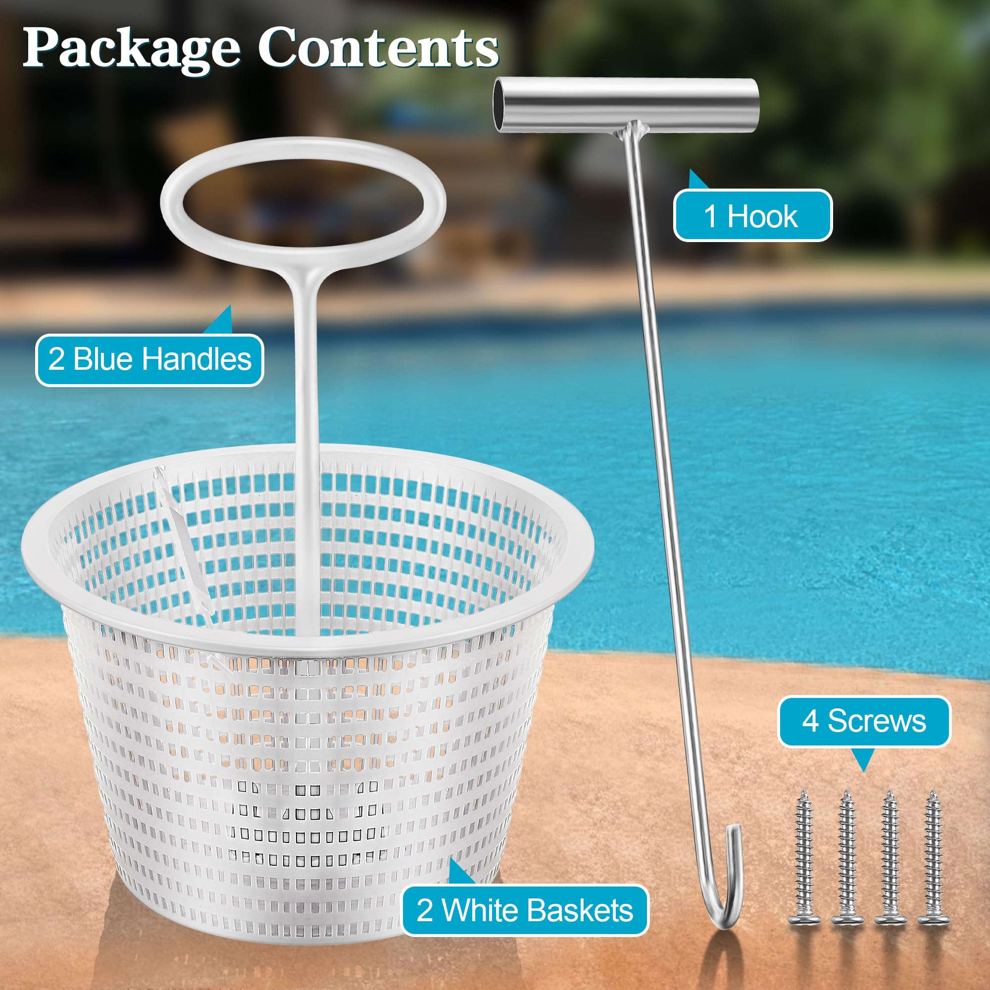 Saillong Mango de cesta de skimmer, gancho de cesta de skimmer de piscina, cesta universal para skimmer con asa, se adapta a todas las cestas de skimmer, mantiene las manos limpias y seguras