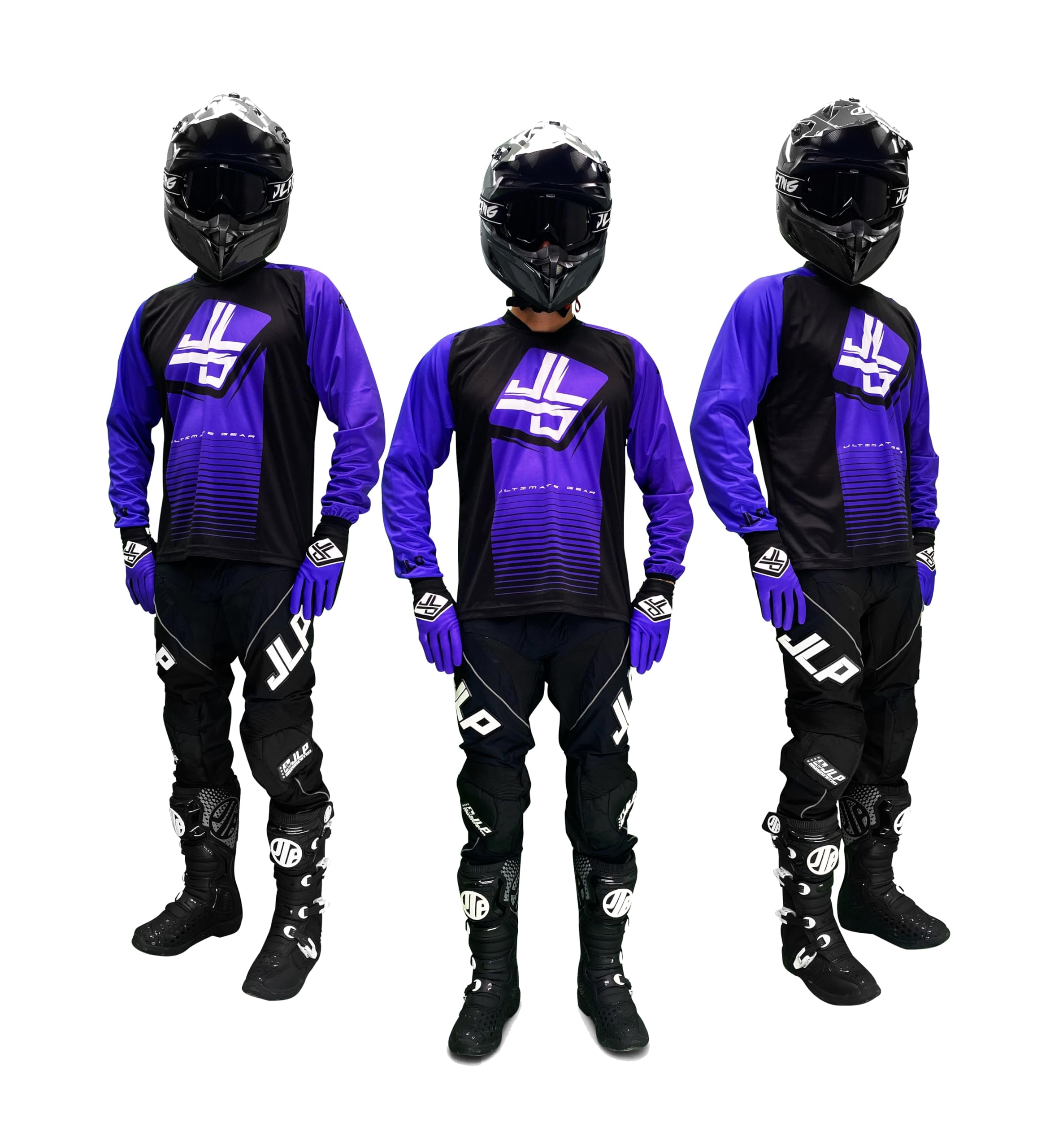 JLP RACING TENUE PANTALON MAILLOT GANTS MOTO CROSS QUAD ENDURO VTT BMX MTB VIOLET STRIPES L