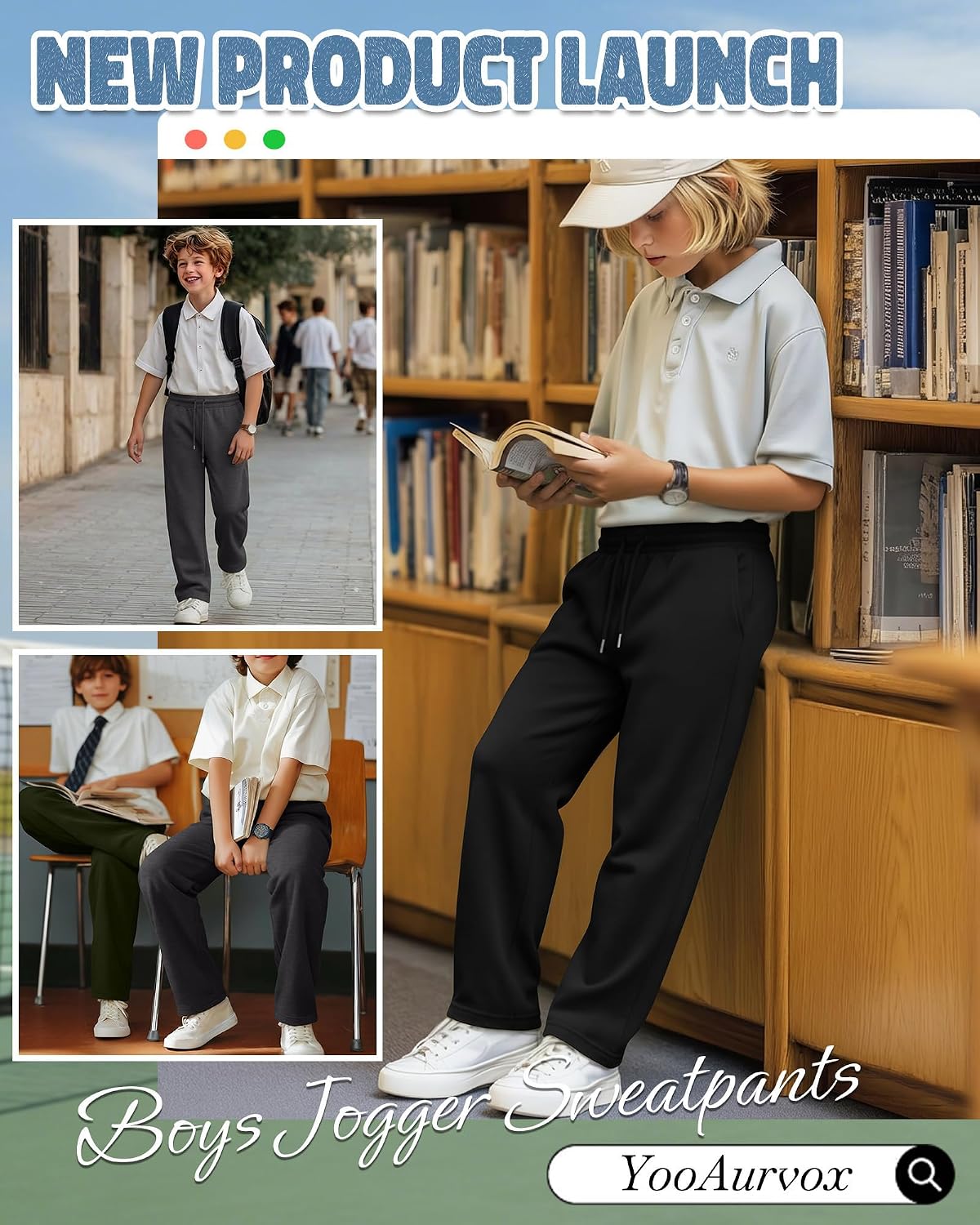 5 Pack Boys Thin Sweatpants Casual Athletic Pants with Drawstring 5-14 Years Open Hem Jogger Pants with Pockets