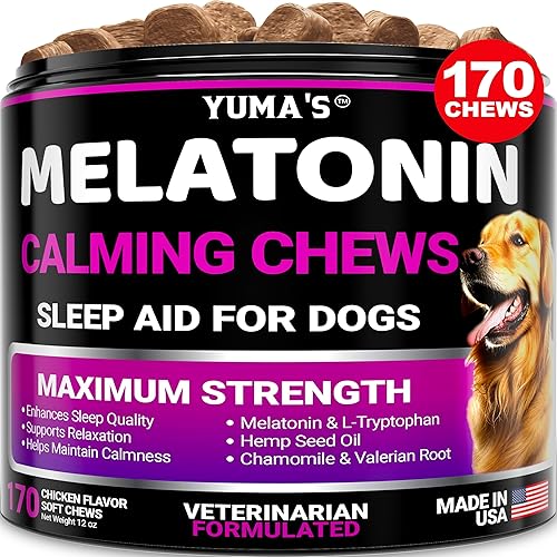 Melatonina para perros  170 masticables de melatonina para perros pequeños y grandes  Ayuda para dormir para cachorros  Golosinas calmantes