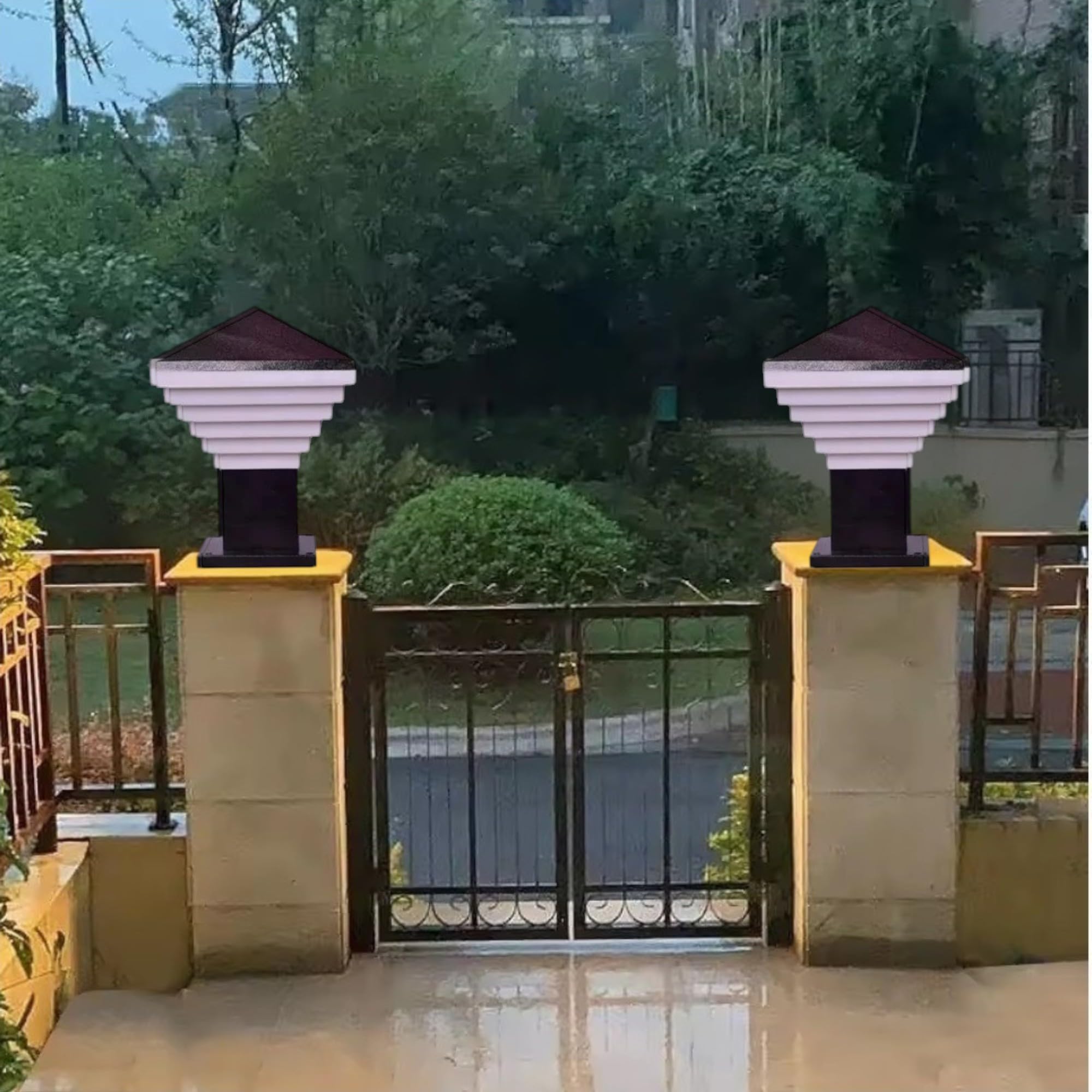 Modern Black Gate Lights - 2 Pack -2