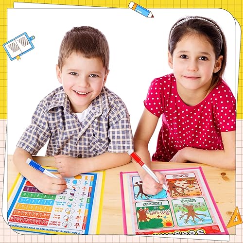 Miniatura 3 de Paquete de 80 bolsillos de borrado en seco, fundas de plástico reutilizables, soportes de boletos de borrado en seco, protectores de hojas, carpetas