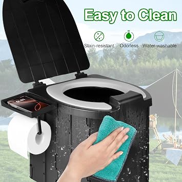 Portable Toilet, Camping Toilet with Lid, Portable Travel Folding Toilet with Bags, Suitable for Camping, Hiking, Car Travel,Truck, RV, Boating, Road Trips, Beach