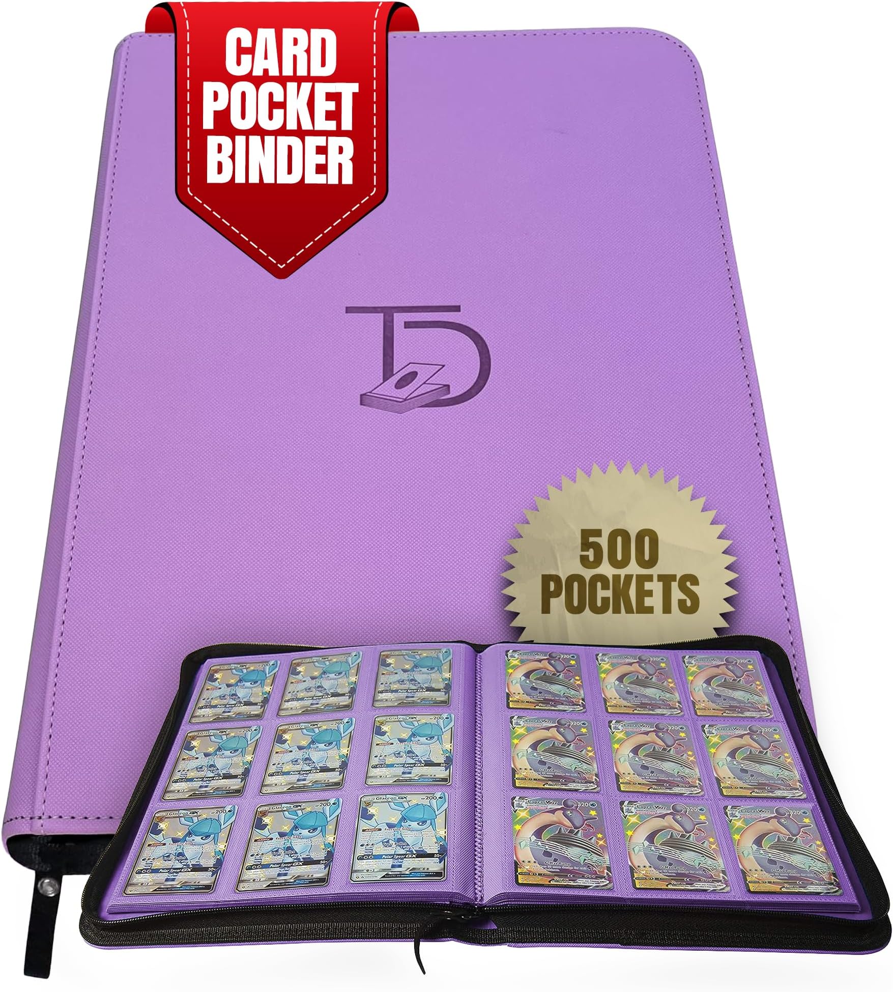 - 500 Card Binder Pro, Purple, Leather, Nostalgic Elegance