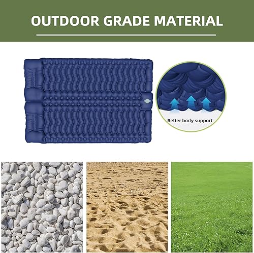 Miniatura 3 de Jerlonfury Colchoneta de dormir doble para campamento, colchoneta de dormir autoinflable con bomba de pie incorporada, colchón de aire con