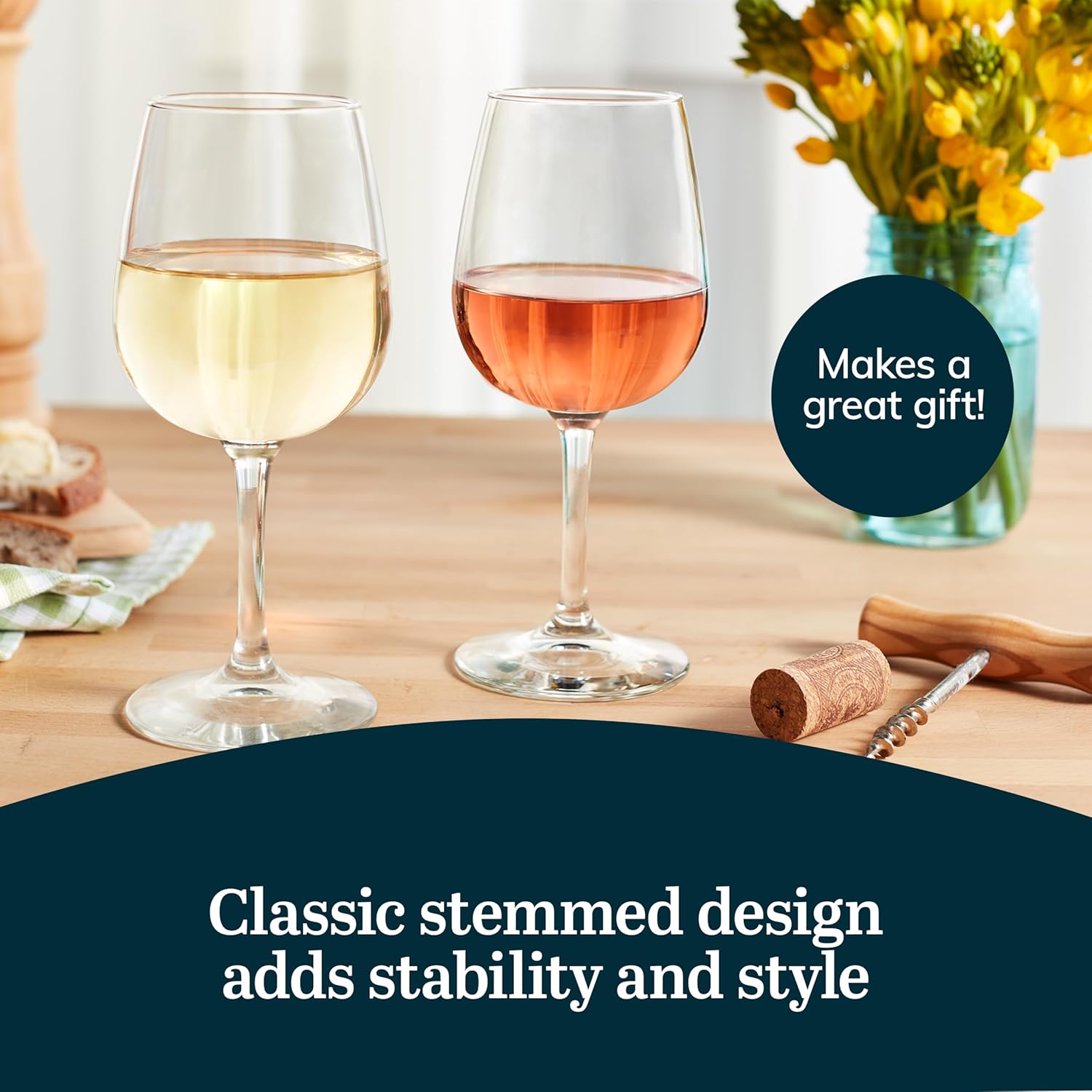 Libbey All Purpose Wine Glasses, Classic, White and Red Wine Glasses Set of 12, Stemmed Glass Drinking Cups Set for Dinner Parties, Holiday Gatherings - Image 5