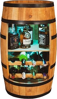 CREATIVE COOPER Armario para vino con estantería y tumbona para vino, LED RGB, retro, 80 cm x 50 cm, madera de aliso, color roble