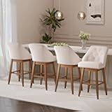 Buytime Modern Swivel Bar Stools with Tufted Back Set of 4, 30