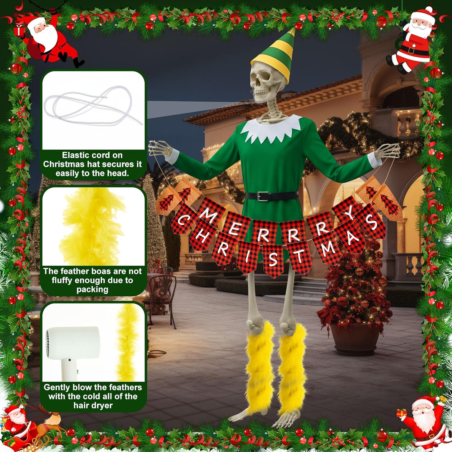 Ramede 6 Pcs 12ft Skeleton Outfits, Christmas Skeleton Costumes Accessories image 4