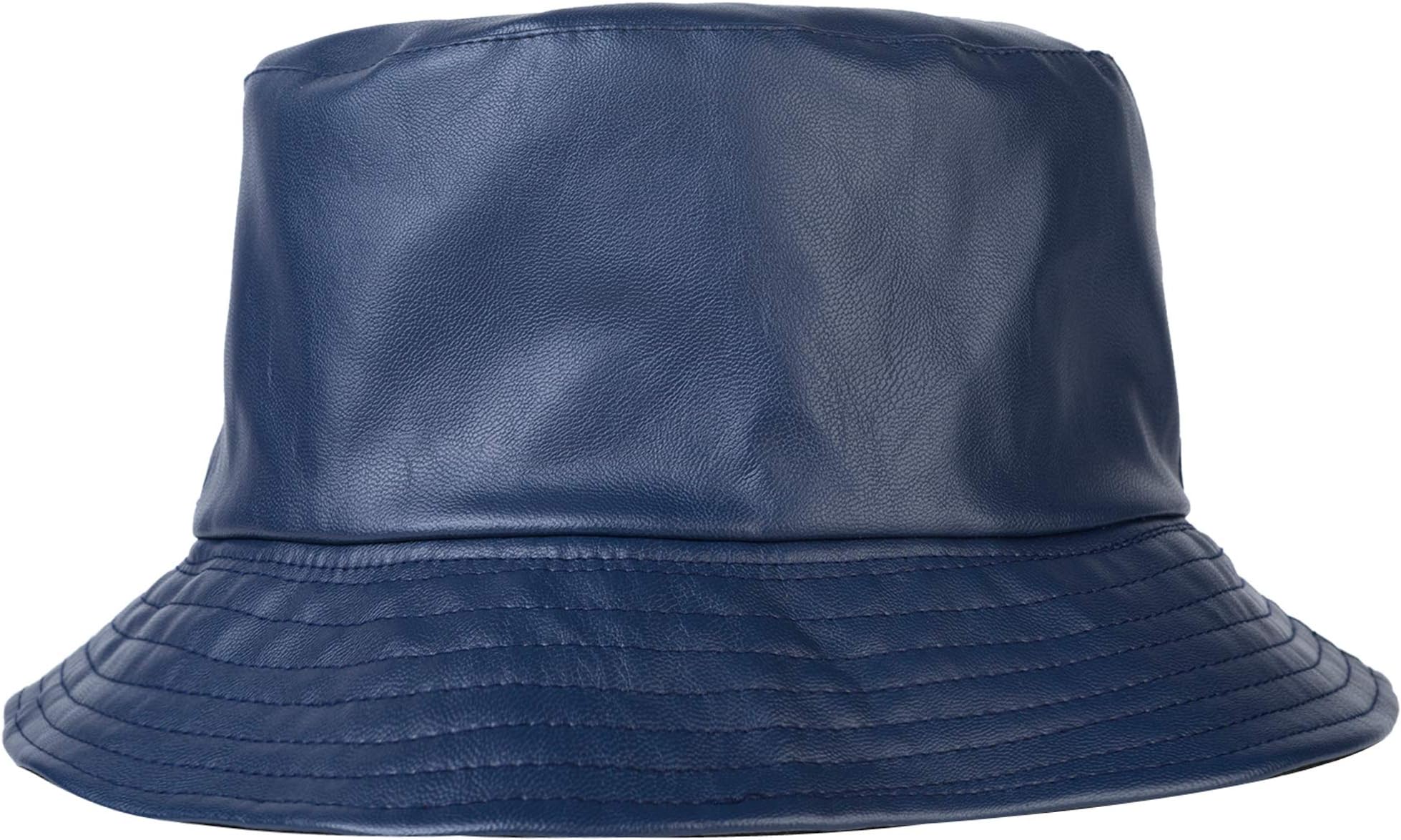 ZLYCUnisex Fashion Bucket Hat PU Leather Rain Hat Waterproof Fishmen Cap