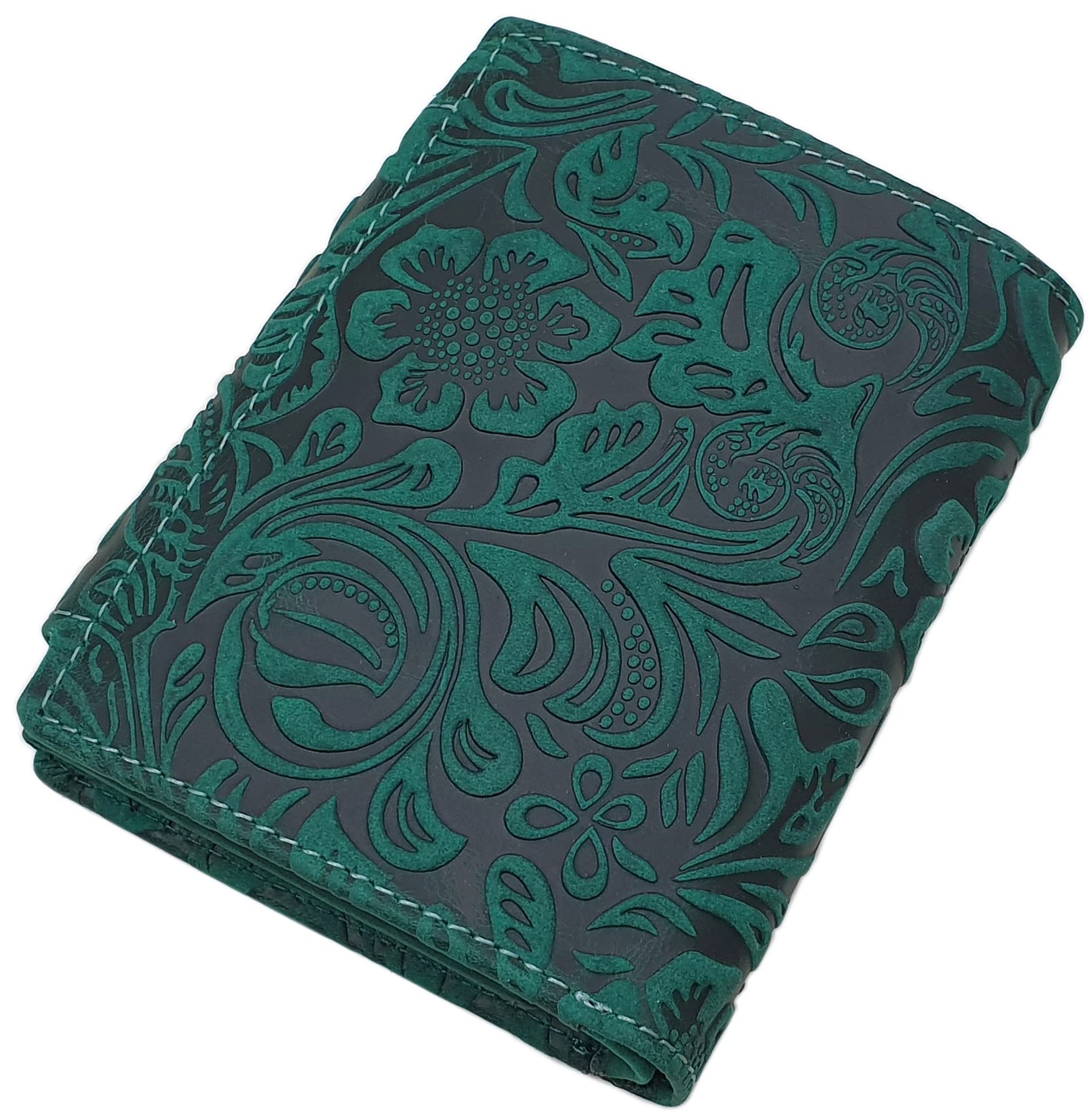 myledershop Cartera de Piel para Dama con Bloqueo RFID y NFC (Petrol)