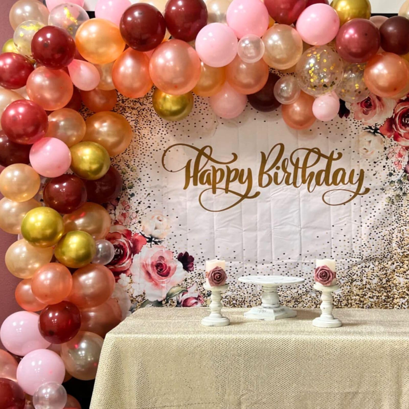 Luftballons Weinrot Rosegold 12 Zoll Roségold Burgundy Champagner Metallic Gold Konfetti Luftballons Set Geburtstag Party Ballons Deko für Mädchen Frauen Verlobung Hochzeit Brautparty Dekorationen