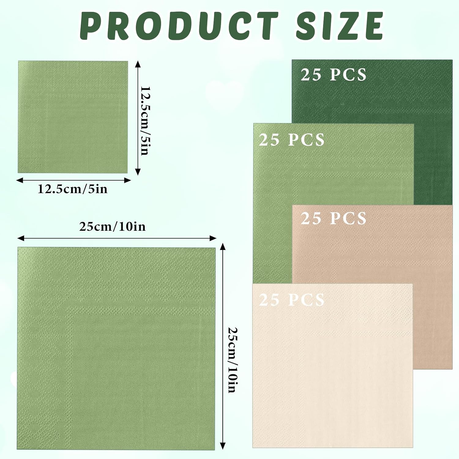 Layhit 100 Pcs Cocktail Napkins Disposable Beverage Napkins Square Paper Dessert Tissue for Wedding Birthday Celebration Party Supplies(Olive Green Khaki,5 x 5 Inch)