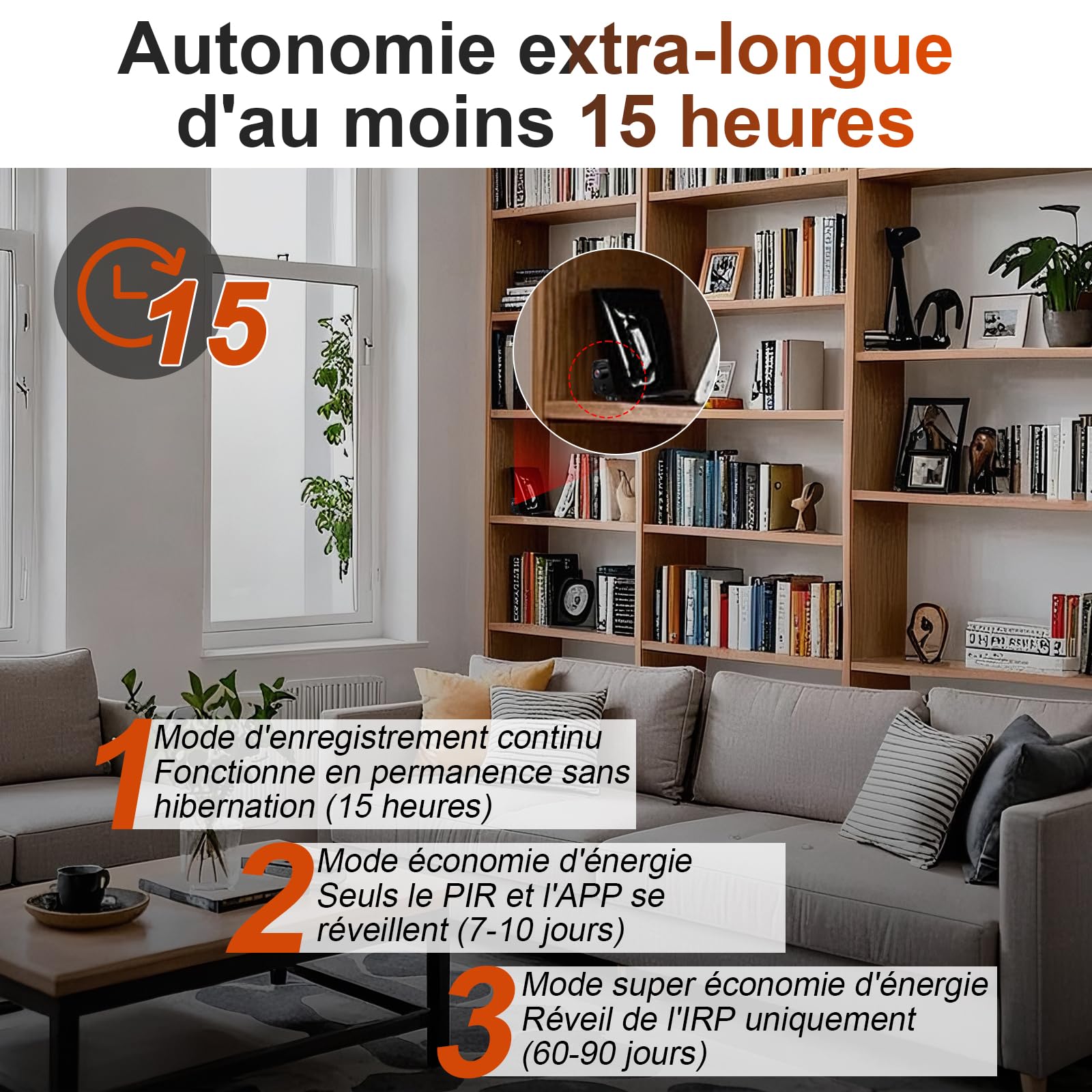 CYI Camera Espion HD1080P 30FPS, Mini Caméra Espion sans Fil 2.4G, Caméras Espion Cachée Objet Décoratif 15h, Mini Camera avec Détection de Mouvement PIR et Vision Nocturne pour intérieur