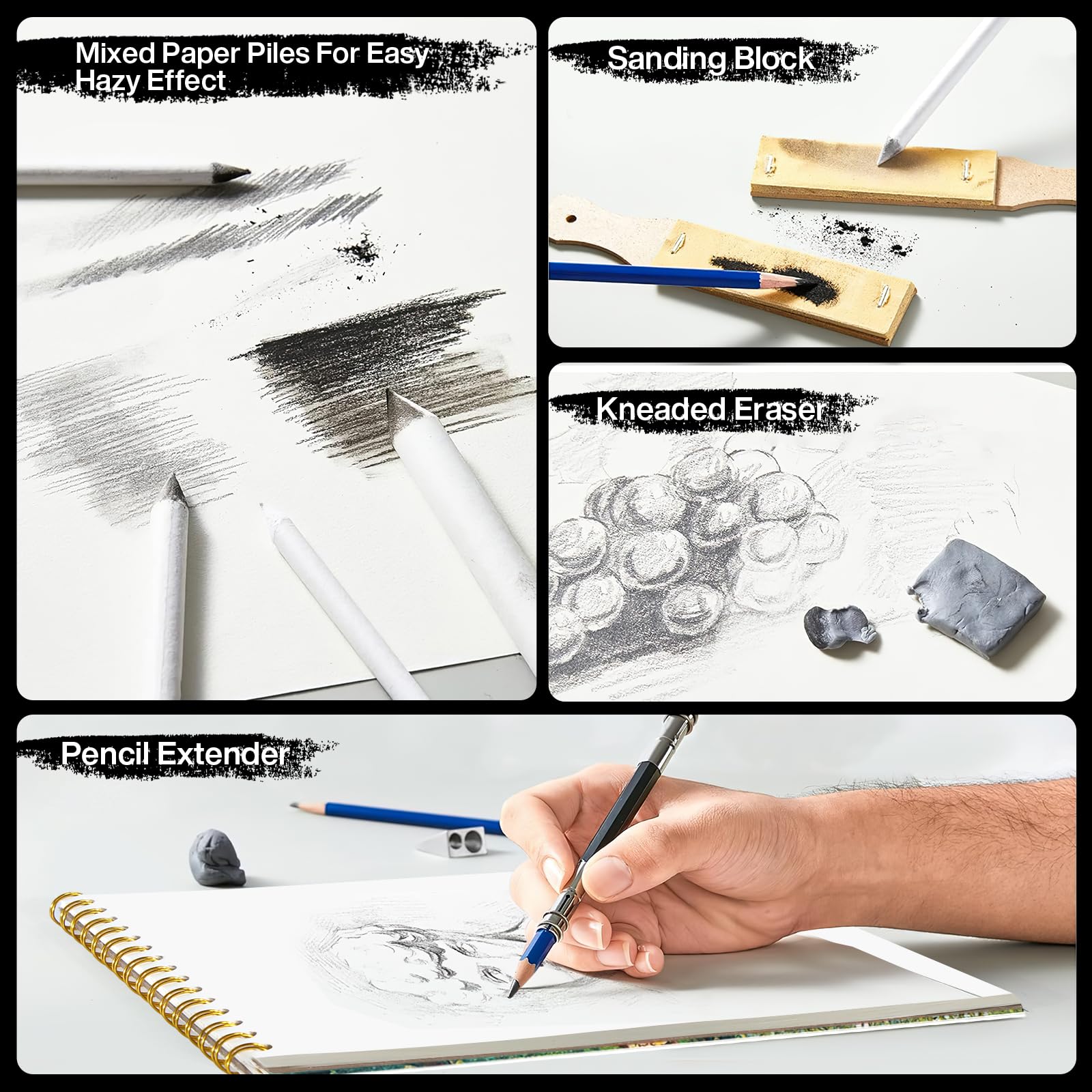 Spardar 145 Teiliges Zeichenstifte Professionell Set, Zeichenset mit 120 Farbige Buntstifte, Kohlestiften, Graphitstift und Aufbewahrungstasche & Skizzenbuch A4, Geeignet für Anfänger & Profis