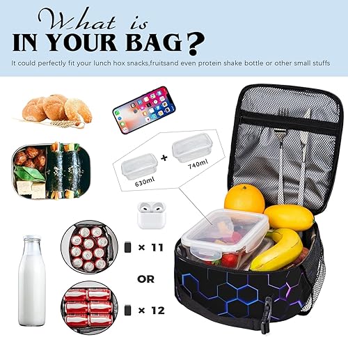 Miniatura 6 de Bolsa de almuerzo para niños, lonchera de videojuegos colorida, contenedor de refrigerios reutilizable, aislado, bolsa portátil para niños, escuela,