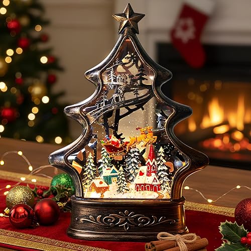 Miniatura 46 de Linterna de agua con globos de nieve de Navidad con cardenal, música y temporizador de 6 horas, con forro USB/funciona con pilas, faroles iluminados