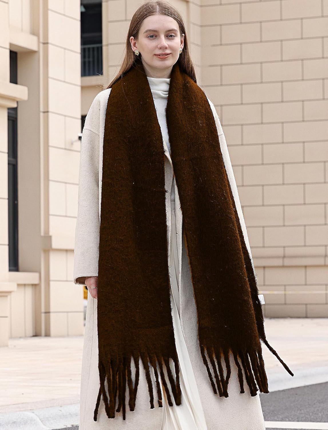 Wander Agio Winter Warm Scarf Long Pashmina Extra Large Shawls and Wraps for Women Large Blanket Scarves Solid - Image 2