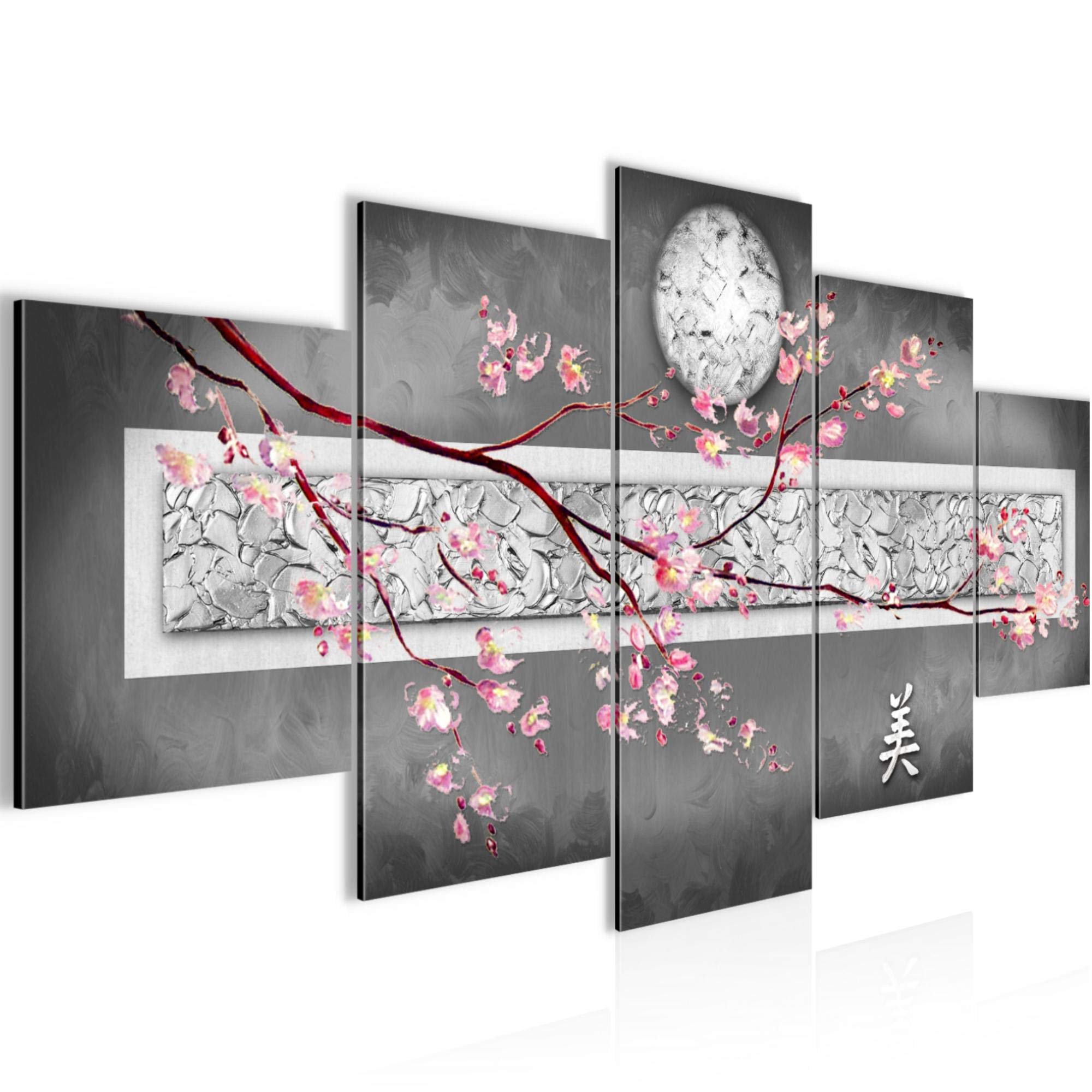 Tableau Fleurs Sakura 200x100 cm grand format haut de gamme au dessin noir et blanc