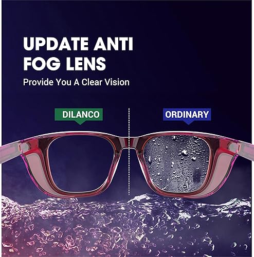 Miniatura 5 de DILANCO Gafas de seguridad transparentes con protectores laterales para mujeres y hombres, resistentes a la niebla y a los arañazos, protección UV