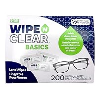 Vista 1 de Flents Lens Wipes, Wipe 'N Clear Basic, 200 Count, Pre-Moistened, Streak-Free, Safe for Glasses, Sunglasses, Gentle Cleaning, Clear Vision