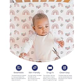 TotAha Pink Rainbow Crib Sheets Girl - Hypoallergenic, Silky Comfort, Buttery Soft, Calming Effect, All-Season Premium Stretchy Jersey-Knit Sheets, 9\'\' Extra Deep Pocket-2 Pack