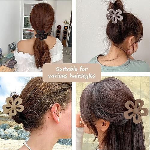 Miniatura 5 de Pinzas de garra de flores para mujeres y niñas, bonitos clips de garra medianos para cabello grueso y delgado, clips de garra grandes mate de flores