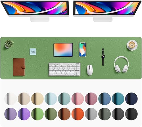 Miniatura 49 de Aothia Protector de escritorio de cuero, alfombrilla para ratón, alfombrilla de escritorio de oficina, secante de escritorio de cuero PU