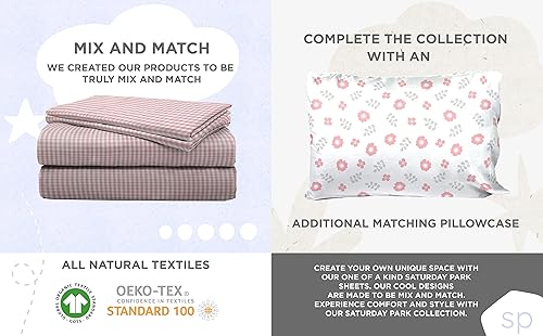 Miniatura 7 de Saturday Park Juego de cama Queen con diseño floral recortado, 7 piezas, 100% algodón orgánico, con certificación GOTS y Oeko-TEX