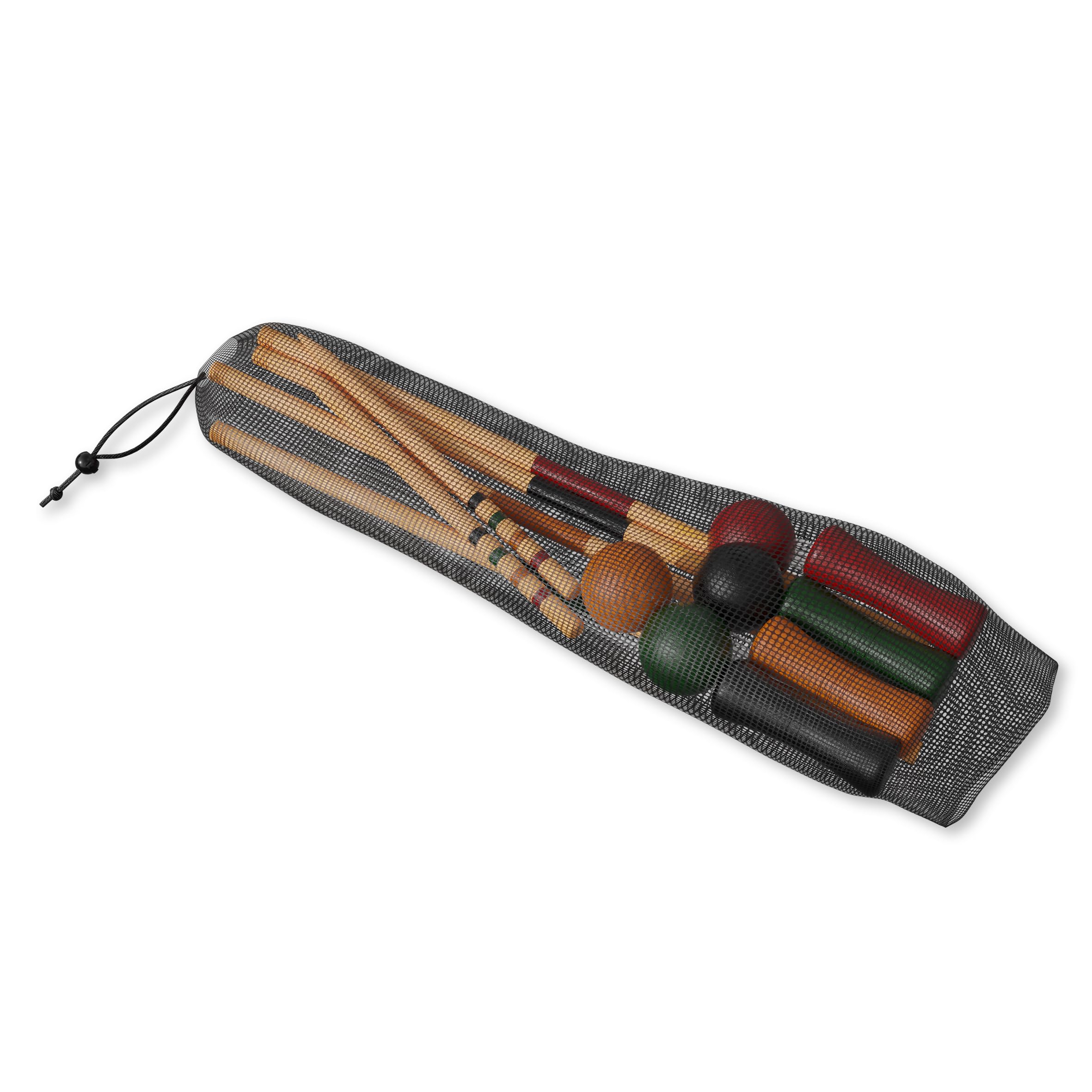 Carromco 4er Krocket Set Erwachsene, Holz Krocket Kinder Outdoor Spiel Basic-XM, 4 Spieler, Croquet Spiel aus Holz