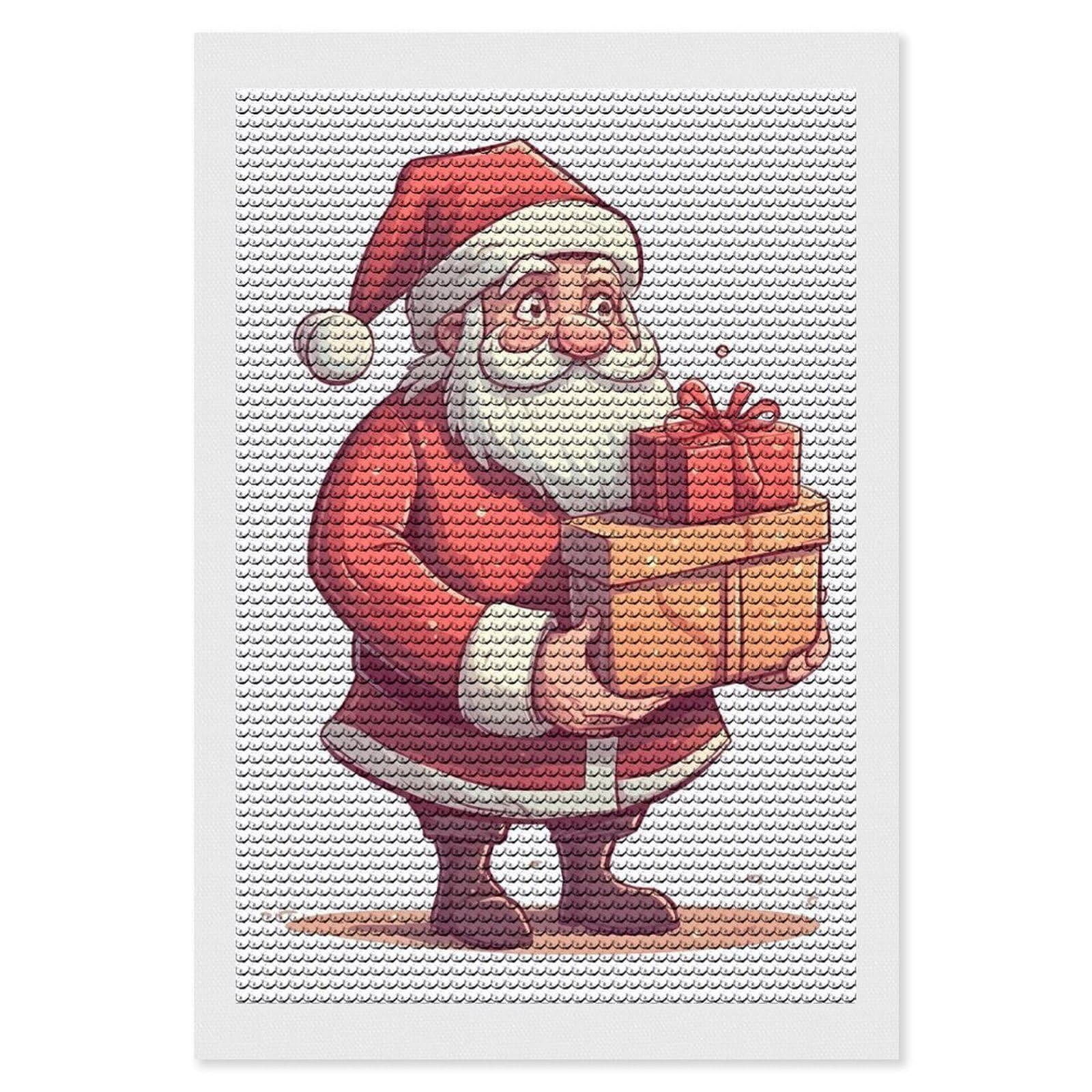FodPand Diamond Art Kits for Adults, 5D Aurora Diamond Painting Kits for Beginners, Santa Claus Holding Gifts DIY Full Drill Dots Gem Art Paint Crafts for Home Wall Decor 8"x12"